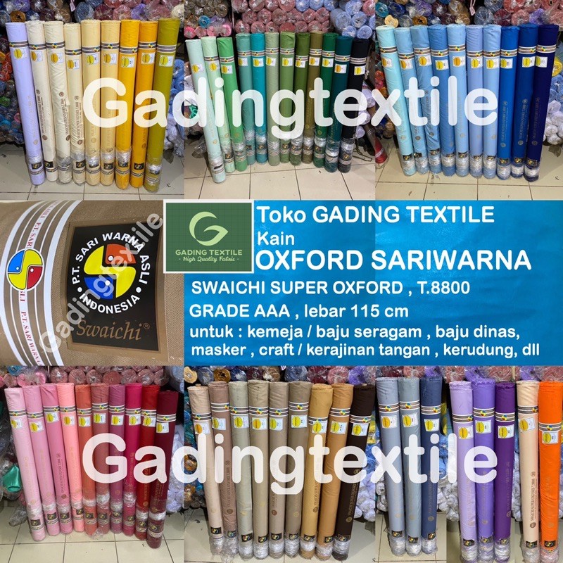 ( per setengah meter ) kain oxford sari warna sariwarna lebar 115 cm bahan baju kemeja hem seragam sekolah kerja dinas PDH PDL masker kerudung craft gamis koko tunik kaftan dress