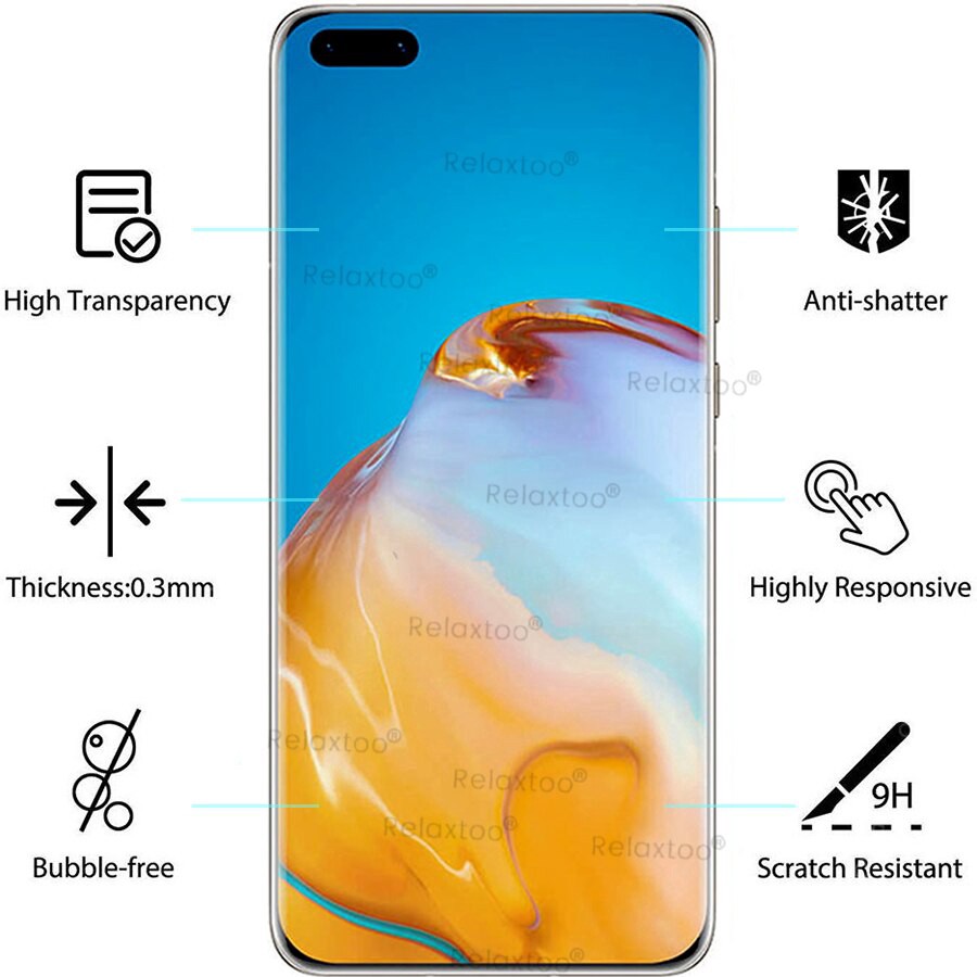 Pelindung Layar Tempered Glass Huawei P40 Pro dan P30 Pro Paket 2 in 1