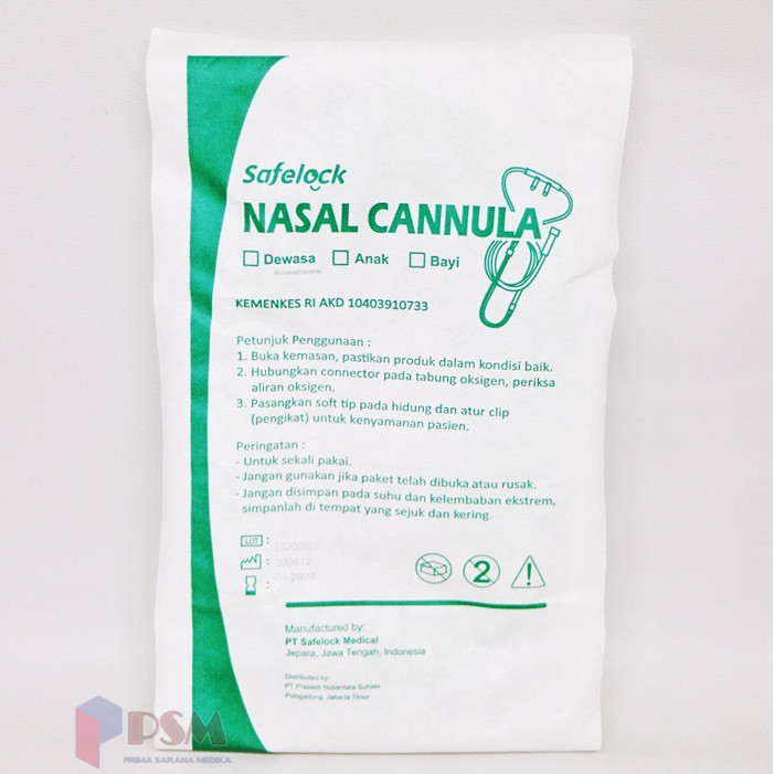 Nasal Oxygen Cannula Bubble Safelock / Selang kanul oksigen O2 Oxyflow