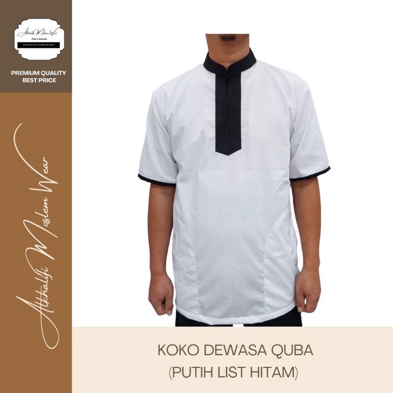 COUPLE Baju Koko Dewasa Quba (Varian White) Berkualitas by Alkhalifi Moslem Wear