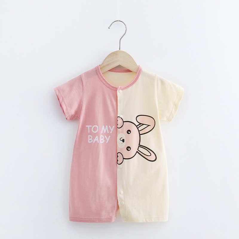 Baju Pakaian Bodysuit Jumper Pendek Anak Bayi Laki-laki Perempuan 0 bulan - 1 tahun-Pink