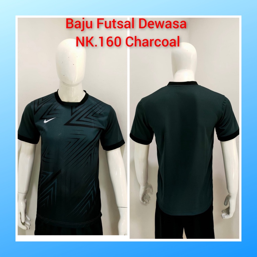 jersey futsal pria kaos sepak bola club baju atasan wanita dewasa t-shirt seragam custom jersy outfit klub olahraga gym kostum jogging jarsey soccer pakaian fitness oblong sports suit apparel NK160 charcoal