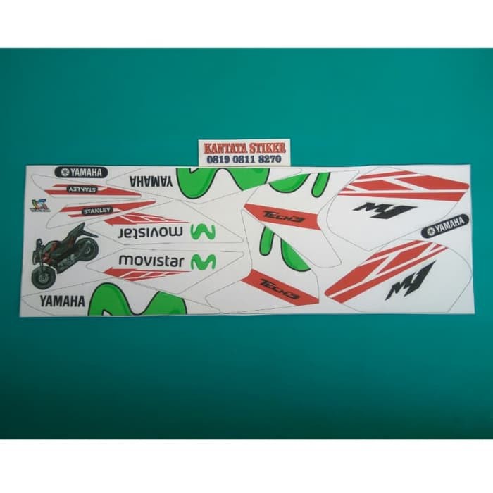 stiker striping motor Vixion nvl Movistar putih merah