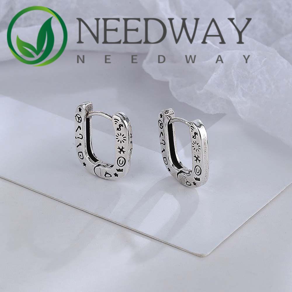 Anting Hoop Bentuk Lingkaran Geometris Huggie Gaya Vintage Minimalis Warna-Warni Untuk Pria Dan Wanita