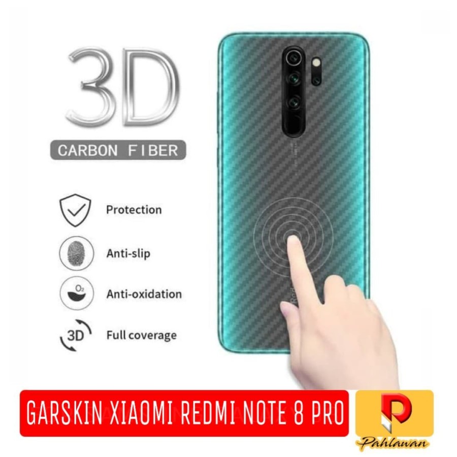 Garskin Carbon Xiaomi Redmi Note 8 Pro Anti Gores Bagian belakang
