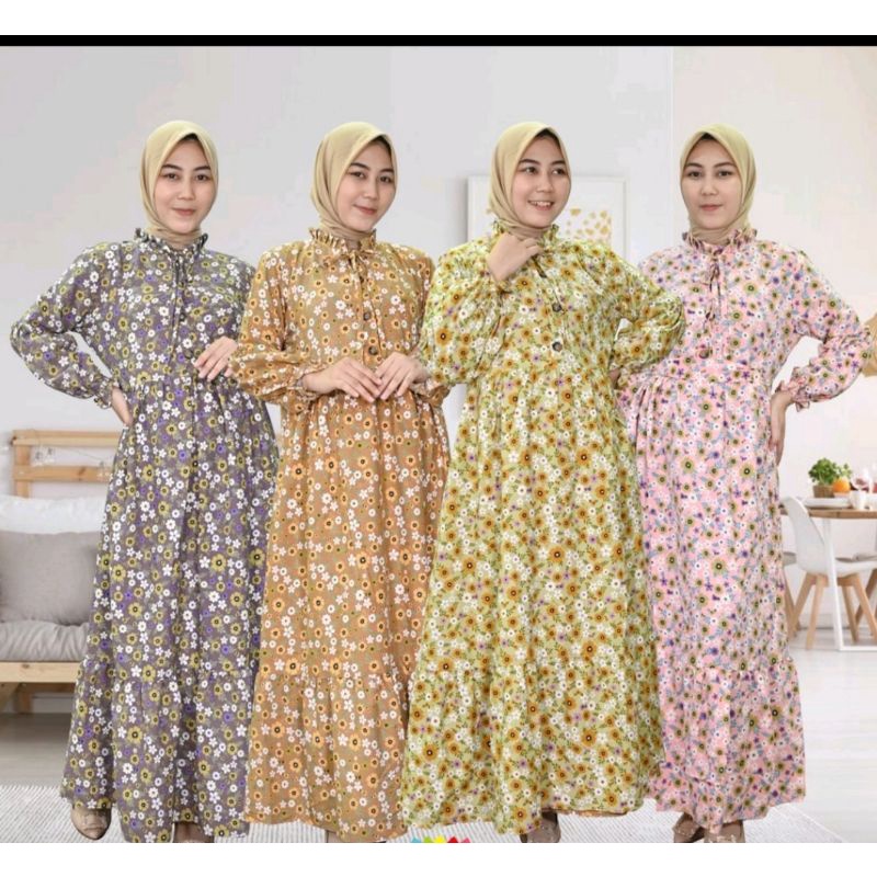 Dess Branded Premium Original By Liora /Gamis Cantik Motif Bunga/Dress/Gamis Elegant mewah/Dress Pes