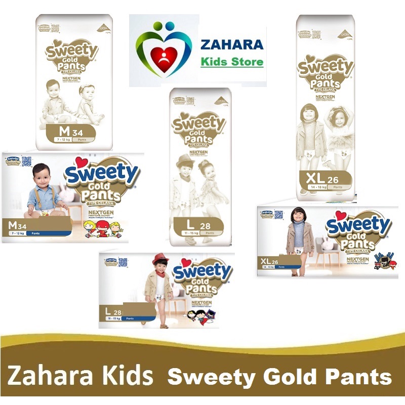 Sweety Gold Pants M34 / L28 / XL26 - M 34 / L 28 / XL 26 - Popok Sweety Gold Tipe Celana  Kemasan E-