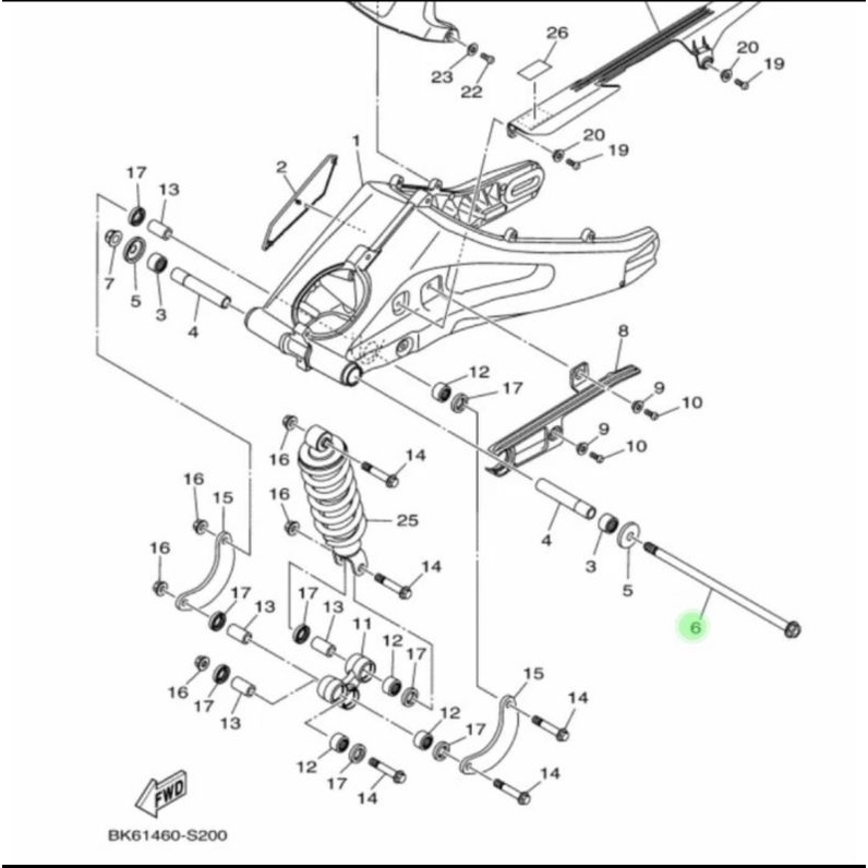 AS PIVOT SWING ARM NEW R15 MT 15 VIXION R XSR 155 ASLI ORI YAMAHA BK6 F2141 00