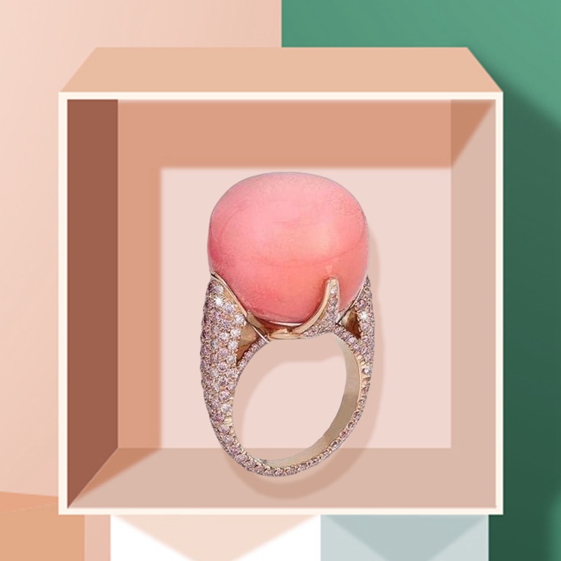 Fancyqube Perhiasan Cincin Manik-Manik Mutiara Kerang Laut Warna Pink Untuk Hadiah Wanita