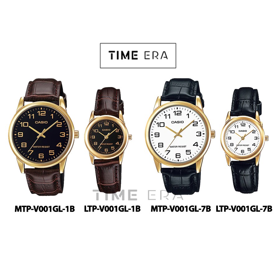 Casio Original MTP-V001GL-1B/ LTP-V001GL-1B / 7B2 (Luxurious and glamorous) Jam Tangan Kulit Gold