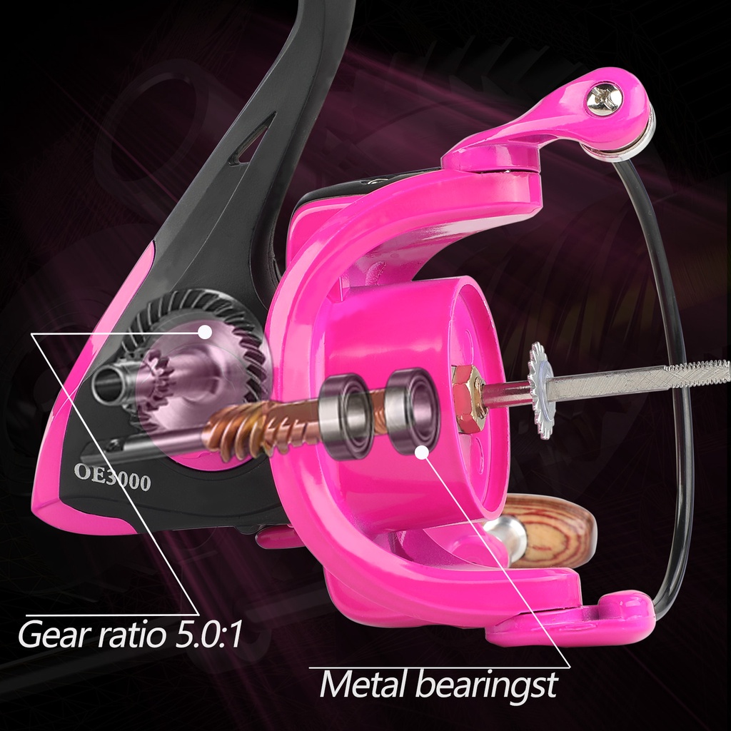 Gulungan Pancing 12 BB Spinning Reel Pancing Dengan Rasio Gear Tinggi 5.0: 1 Spinning Reel Untuk Tangan Kiri/Kanan Untuk Freashwater