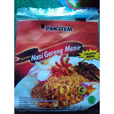 

Bumbu Nasi Goreng Mesir Pak Item Non MSG Halal MUI Tanpa MSG Varian Mesir Seafood Jawa