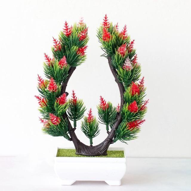 NM 566 bunga plastik/pajangan bunga artifisial/vas petak-Merah