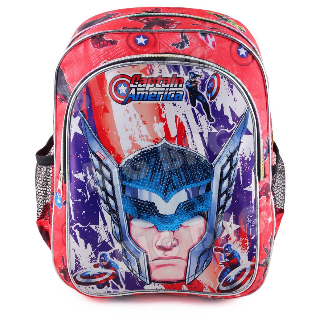 PTS - Tas Anak Laki Sequin CAPTAIN AMERICA - EXTRA - THE ULTIMATE POWER - UKURAN SD RANSEL LED TAS SEKOLAH