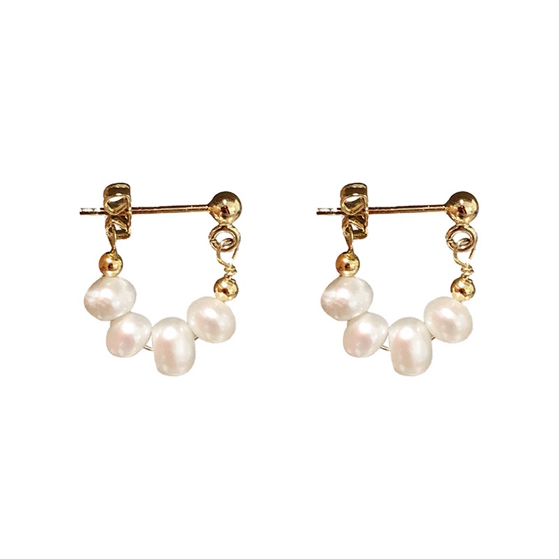 Anting Stud Hias Mutiara Gaya Retro Perancis Untuk Wanita