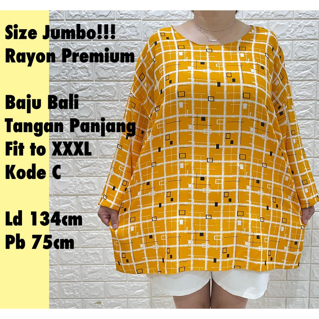 BAJU BALI TANGAN PANJANG SUPER JUMBO FIT TO XXXL KODE C REAL PICT!!!