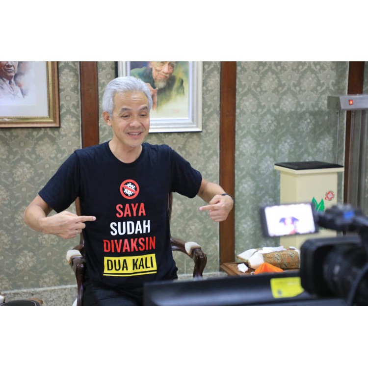 KAOS SAYA SUDAH DIVAKSIN 2 KALI BAJU TSHIRT VAKSIN DISTRO GANJAR MURAH - KAOS GANJAR DIVAKSIN