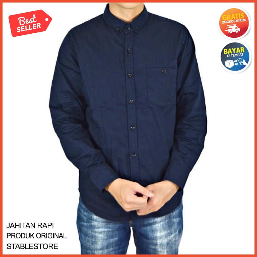 Kemeja Pria Lengan Panjang Adem Keren Remaja Casual Korea Q8M1 Cowok KEMEJA HEM LENGAN PANJANG COWOK