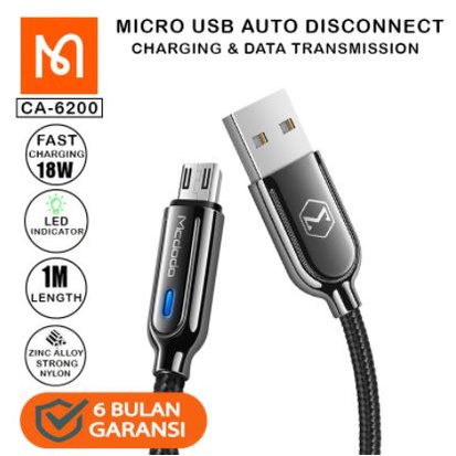 MCDODO CA-6200 KABEL DATA MICRO USB CABLE AUTO POWER OFF QC 4.0 1METER