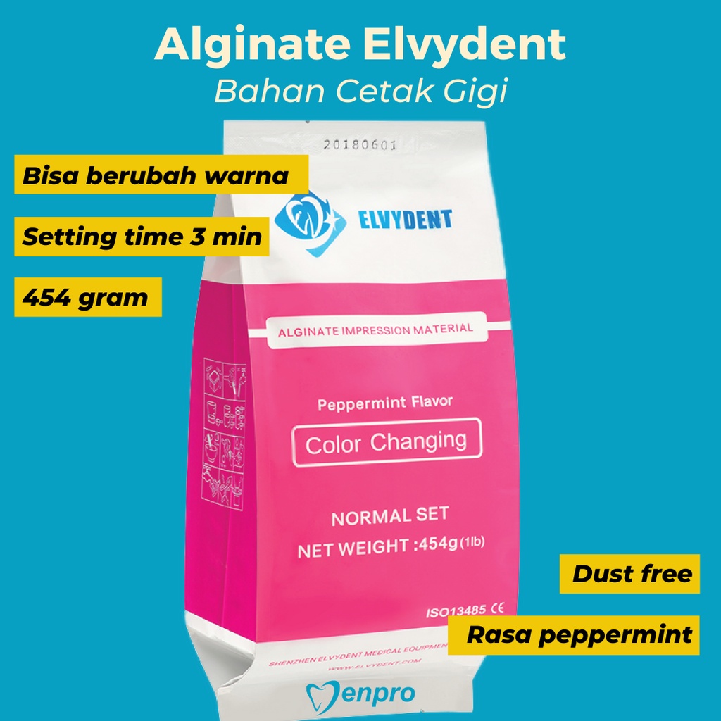 Jual Dental Alginate / Alginat Elvydent Color Changing Normal Set ...