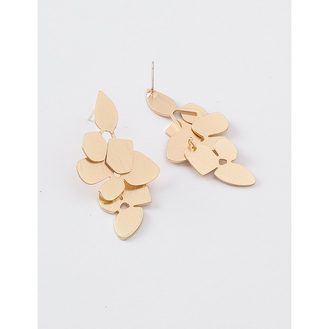 LRC Anting Tusuk Fashion Gold 925 Silver Needle Geometric Leaf Stud Earrings D48808