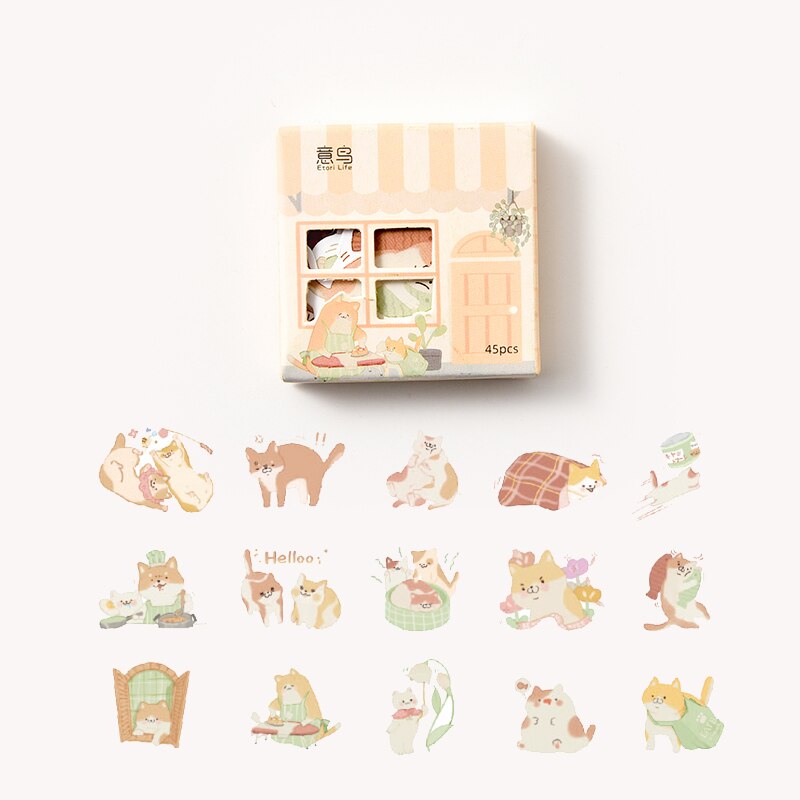 Mohamm 45pcs / Kotak Stiker Motif Rumah Kawaii Untuk Dekorasi Scrapbook / Stationery Sekolah-C
