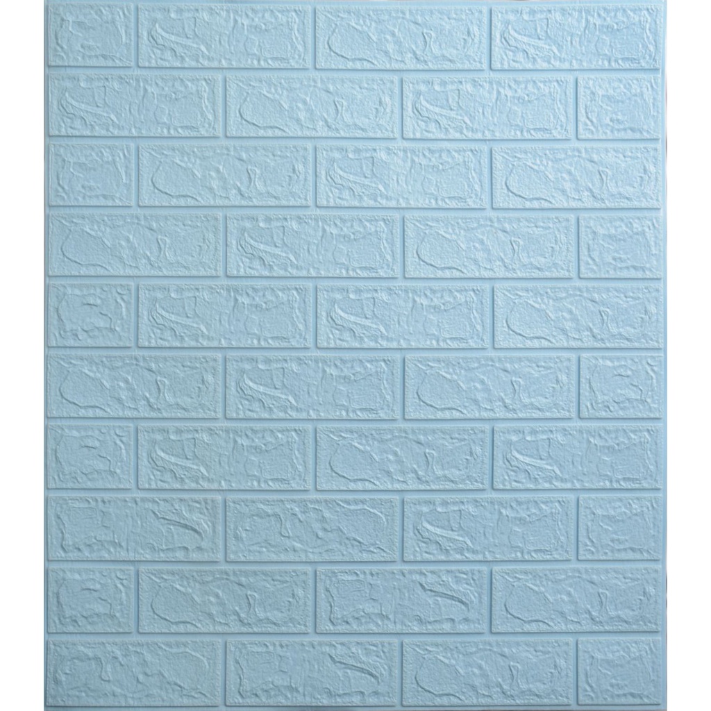 BISA COD!! Wallpaper 3D FOAM / Wallfoam Dinding 3D Motif Bata Premium High Quality 3mm TERMURAH!-Biru Soft