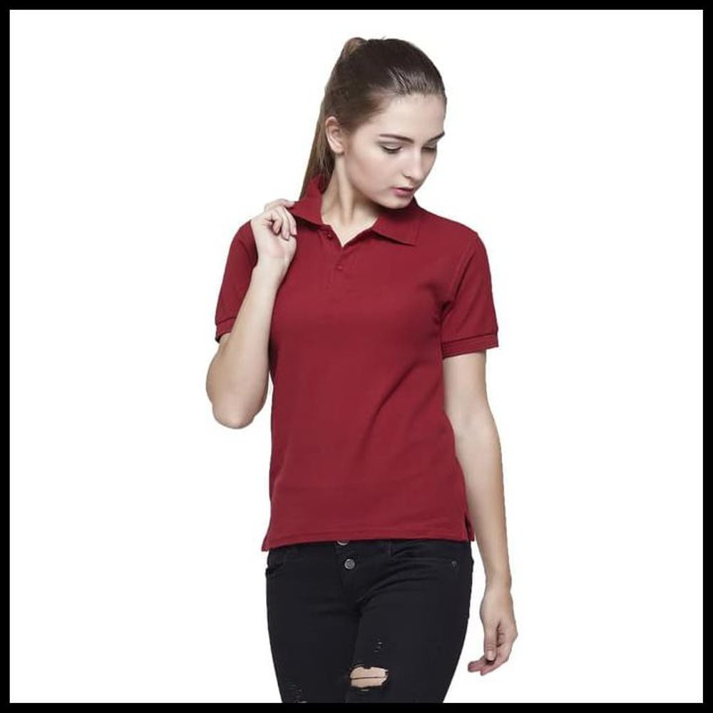  KHUSUS WANITA  Kaos  Polo  Shirt Kaos  Polos  Berkerah 