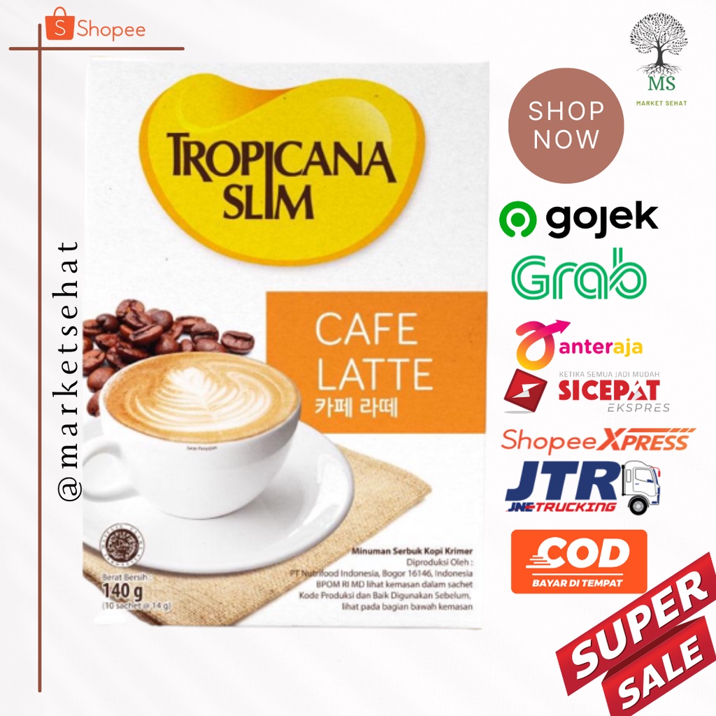 

Tropicana Slim Cafe Latte 10 Sachet 14gr - Kopi Susu Nikmat Tanpa Gula Pasir - kopi susu untuk diabetes - kopi diabetes