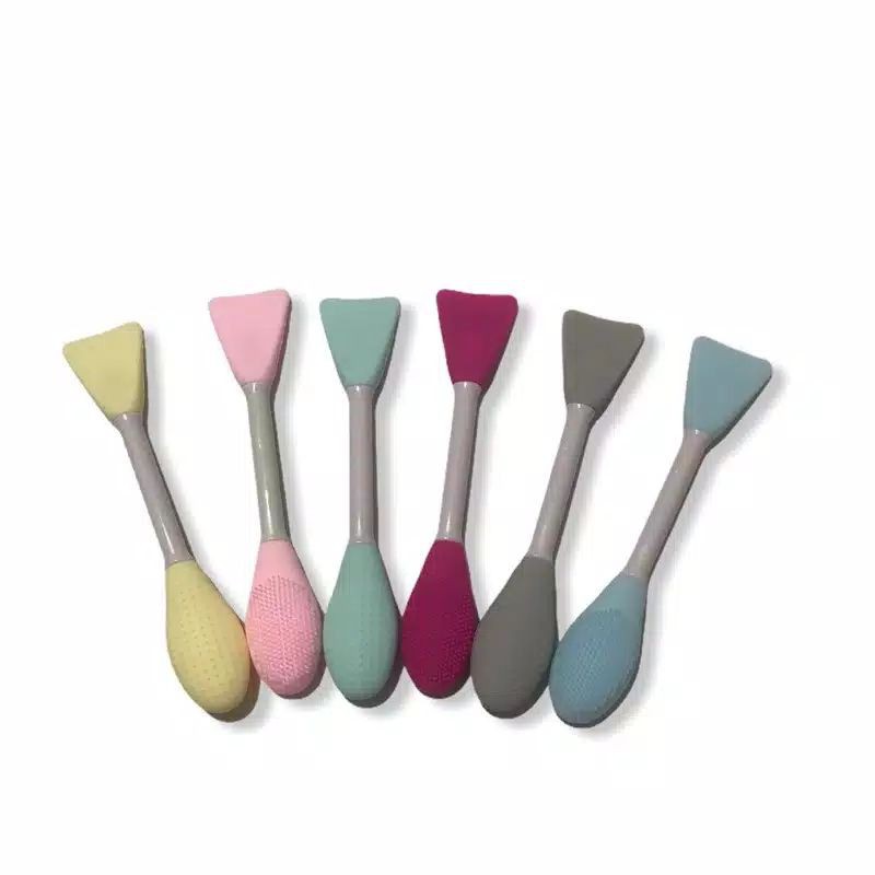 2 sisi kuas masker silikon + sikat komedo wajah