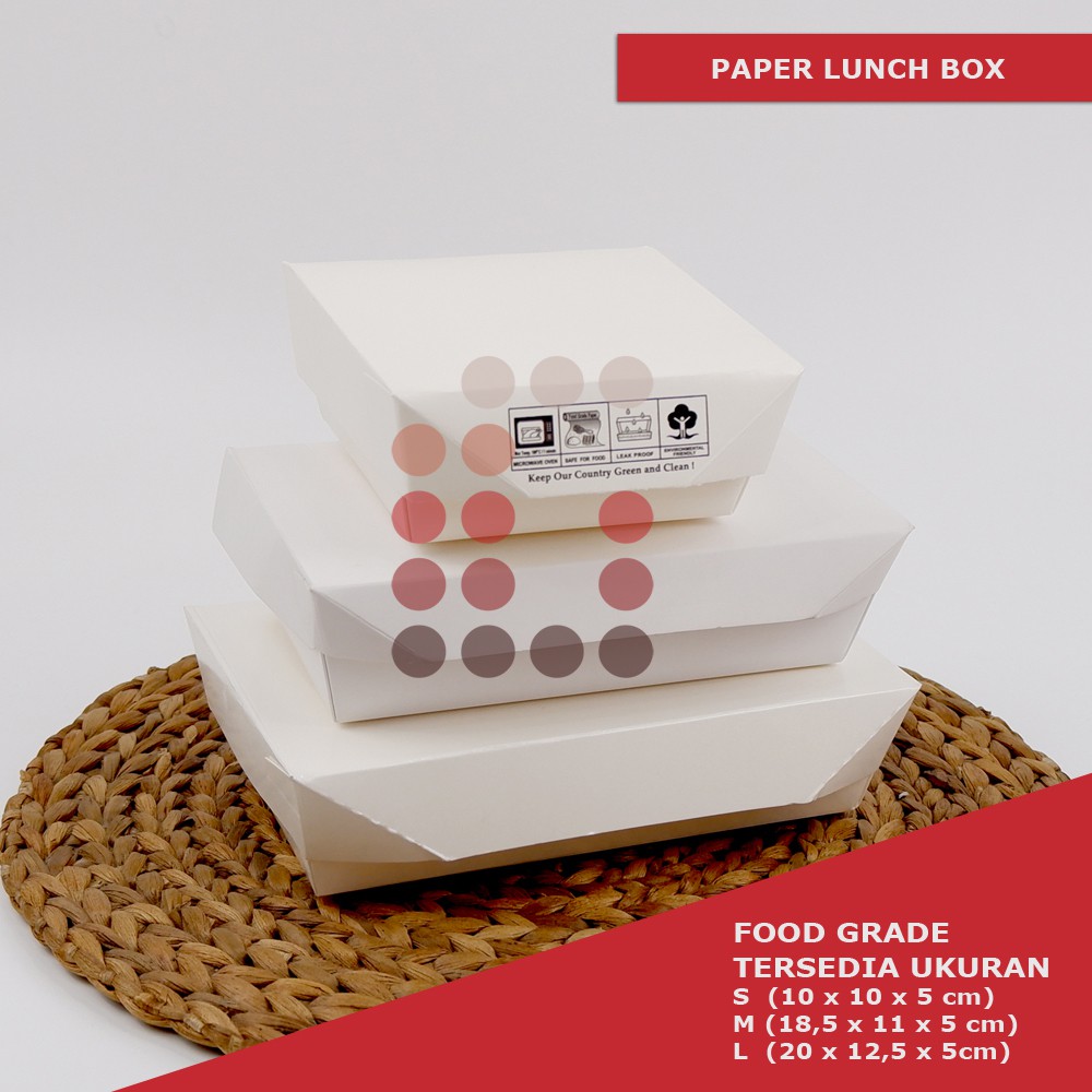 Paper lunch box M foodgrade / box makanan isi 25 pcs