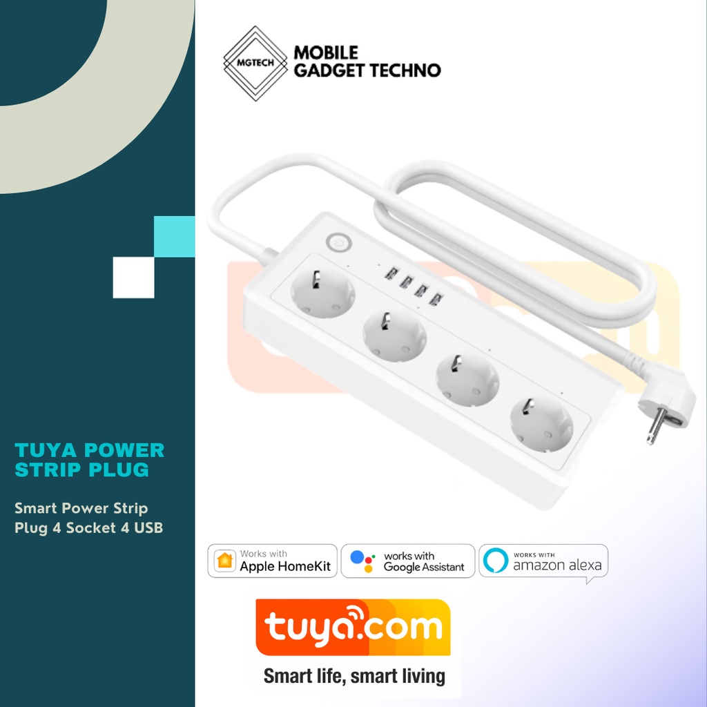 Tuya Smart Power Strip Plug 4 Socket Plug 4 USB Ports Stop kontak