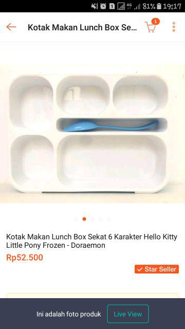 Kotak Makan Lunch Box Sekat 6 Karakter Hello Kitty Little Pony Frozen - Doraemon