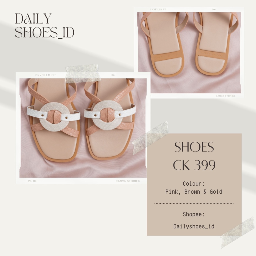 Sandal CK 399 / Sendal Selop Santai Wanita Model Terbaru Kekinian CnK 399 Flat 1.5cm By Dailyshoes_id