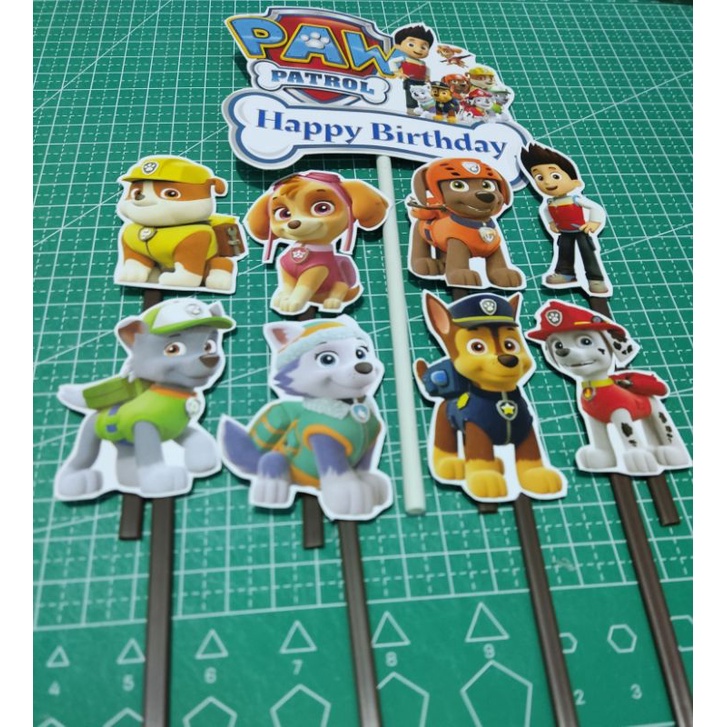 

topper cake paw patrol /hiasan kue happy birthday