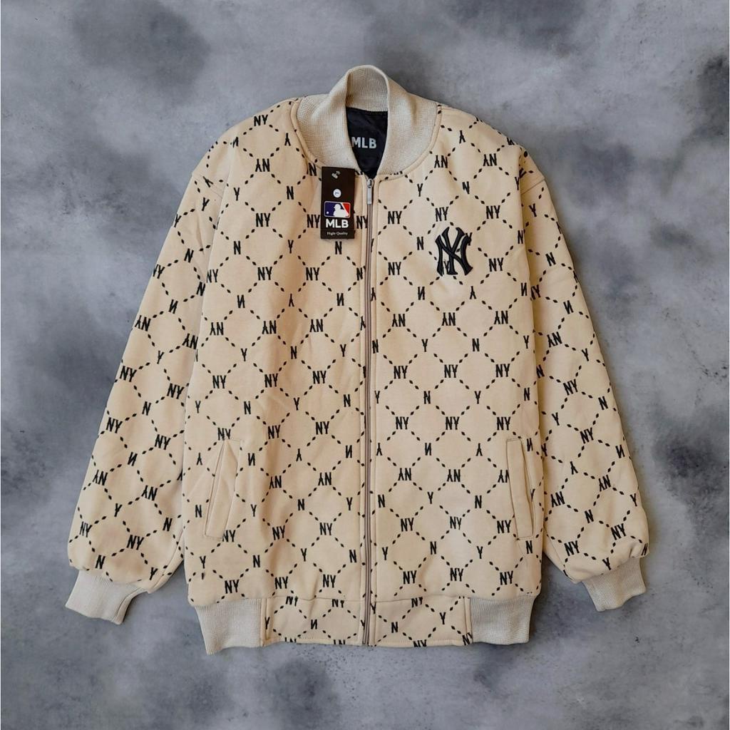 varsity jacket MLB vintage N.Y baseball pria wanita fullprint