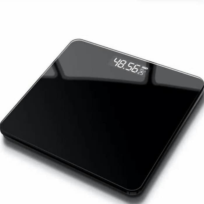 Timbangan Badan Digital Full Black Kaca Ukuran 26x26cm Weight 180kg Electronic Body Personal Scale