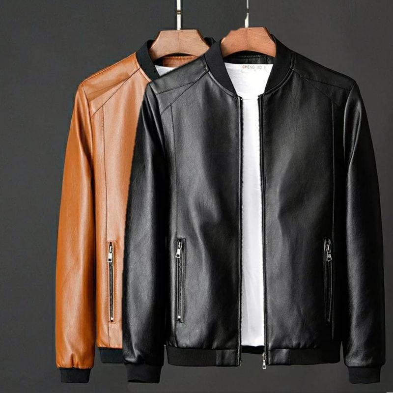 Jaket kulit asli pria,, elegan dan hangat
