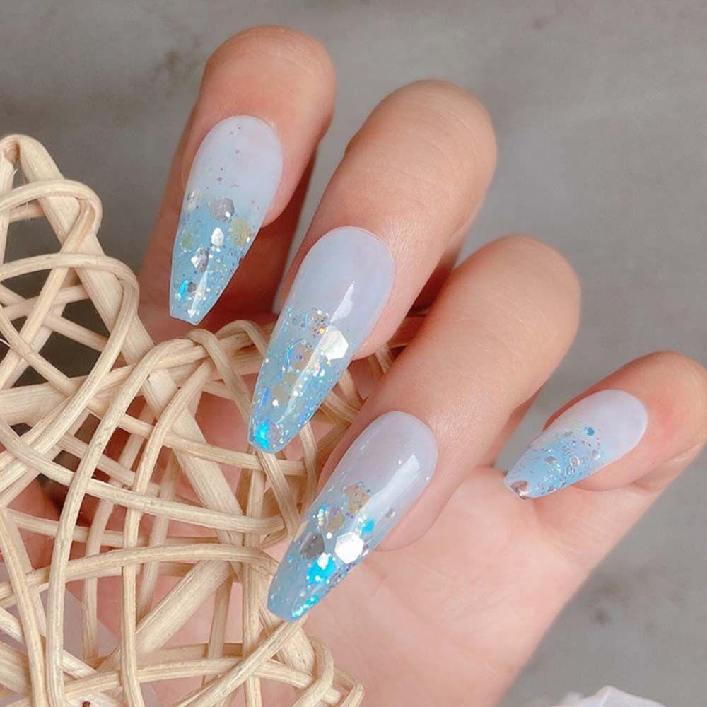 Mxbeauty Hologram Kuku Decals Wanita Sparkly Manicure Nail Art Dekorasi Musim Panas Hexagon Nail Paillette