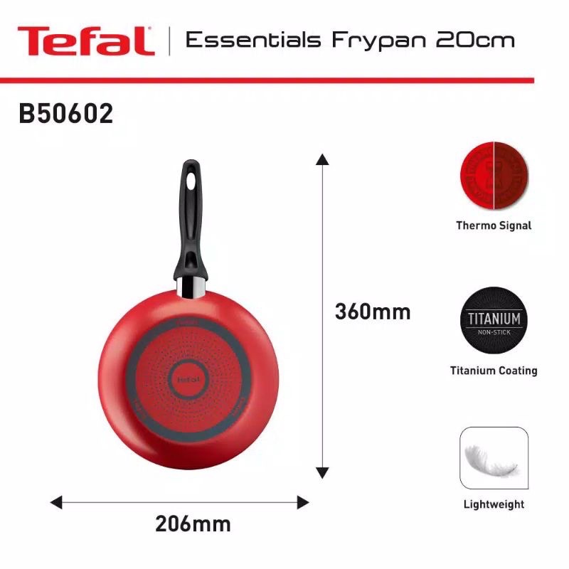 Tefal Essentials Cooking Deep Frypan 20cm 24cm Panci Wajan Anti Lengket