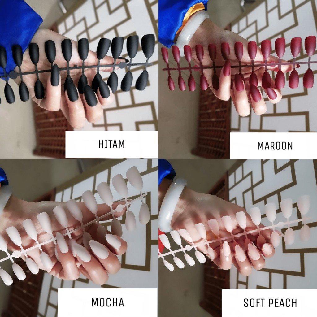 KUKU PALSU FAKE NAILS MATTE STILETTO STYLE  24PCS BAG 2 Y SERIES A