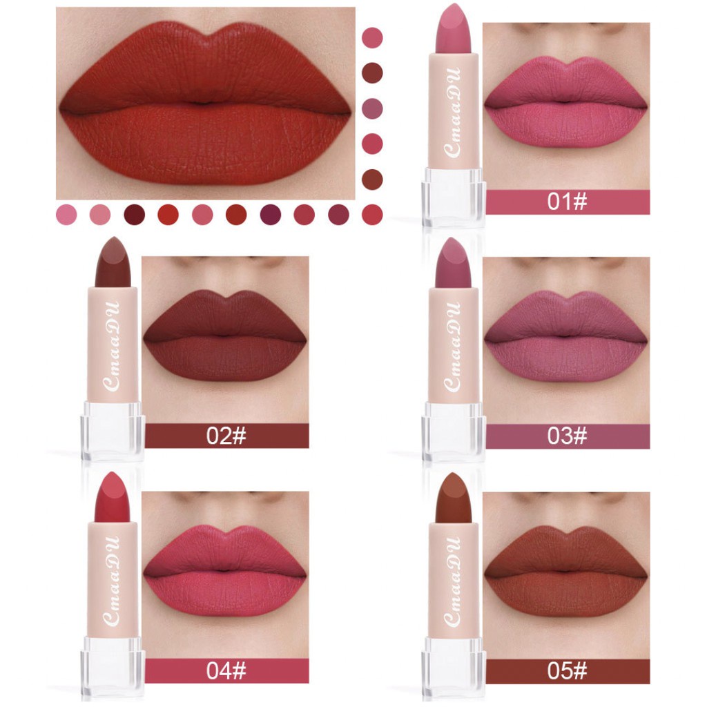 CMAADU Matte Lipstik 15 Matte Waterproof Lipstick Long Lasting Berfungsi Membuat Bibir Lebih Berwarna Dan Terlihat Menarik  XX021