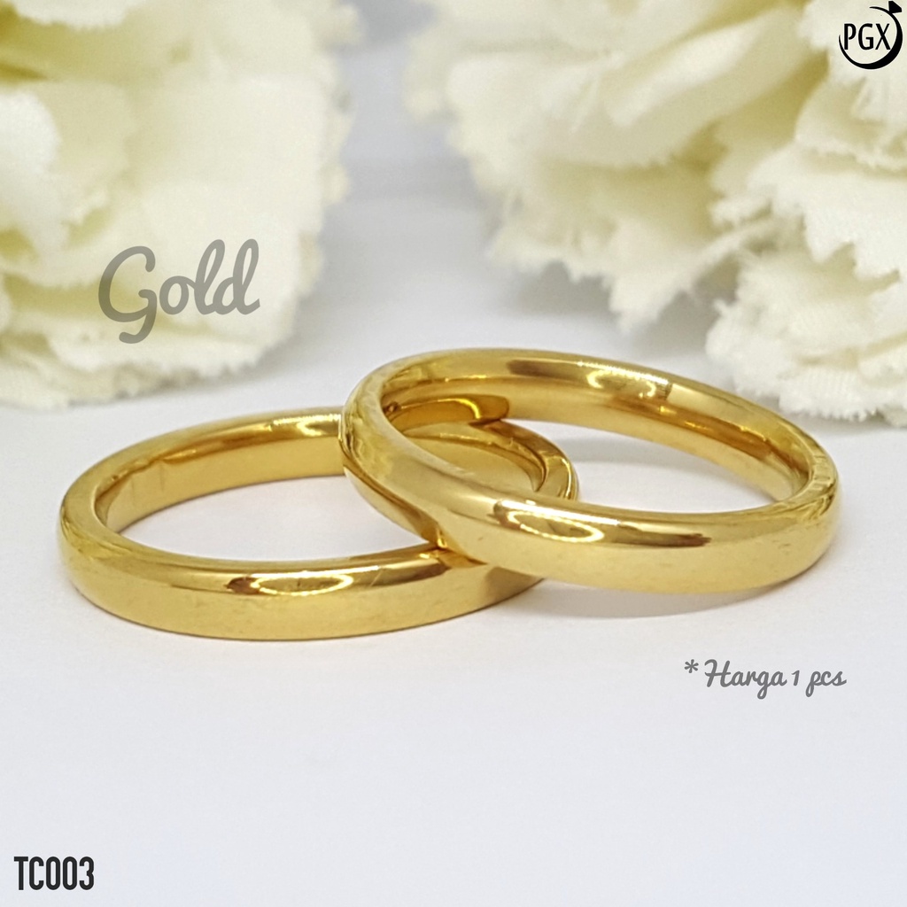 PGX Cincin Titanium Couple Silver Aksesoris Fashion Perhiasan Anti Karat - TC003