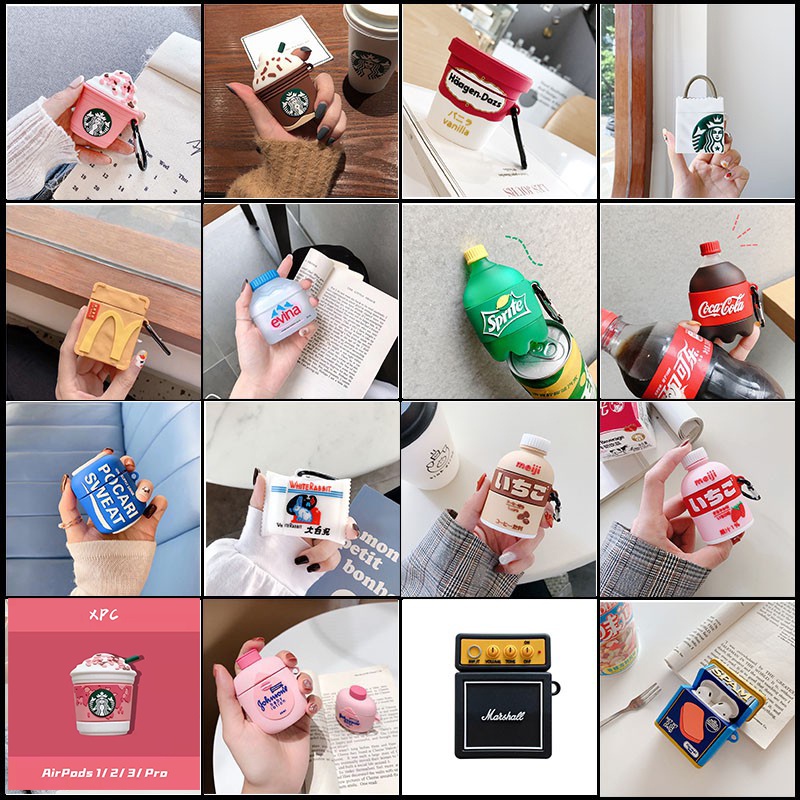 Casing Soft Case Silikon Motif Minuman Es Krim Untuk AirPods 1 / 2 / Inpods 12 / I12