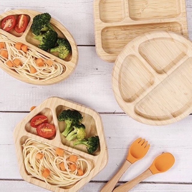 Bamboo Suction Plate / Silicone Plate / Piring Makan Anak Anti Tumpah