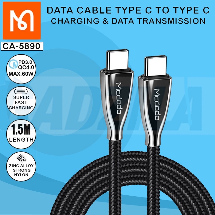 MCDODO CA-5890 KABEL TYPE-C TO TYPE C CABLE 60W QUICK CHARGING 4.0