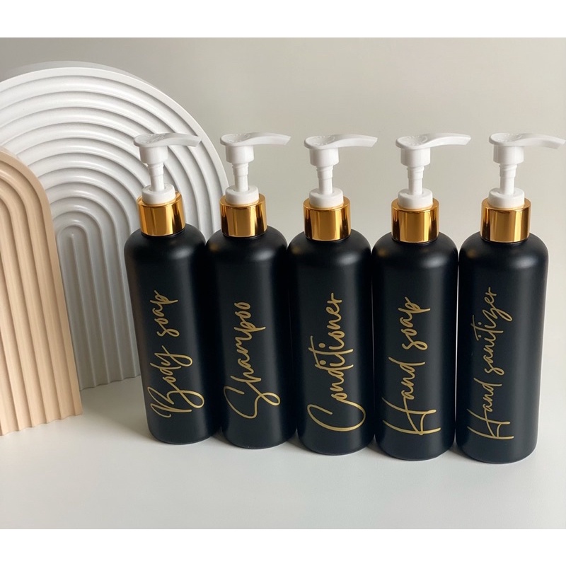 Botol hitam doff 250ml gold edition. aesthetic bottle minimalist refill organizer tempat sabun cair pump estetik