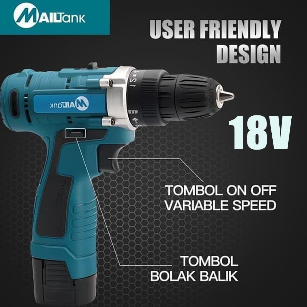 MAILTANK CORDLESS DRILL SH 189 18V - BOR CHARGE MAILTANK 18V 2 BATERAI