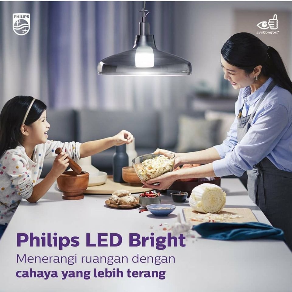 PHILIPS LED Bright 9W Multipack - isi 3 buah Bohlam Lampu LED E27