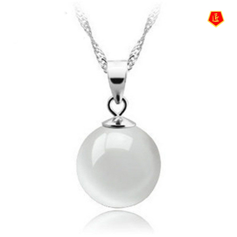 [Ready Stock]White Opal Pendant Necklace Women's Simple Fashion